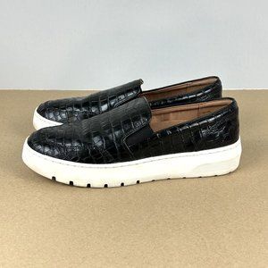 Vionic Dinora Croc Leather Loafers Womens Size 8.5 Black